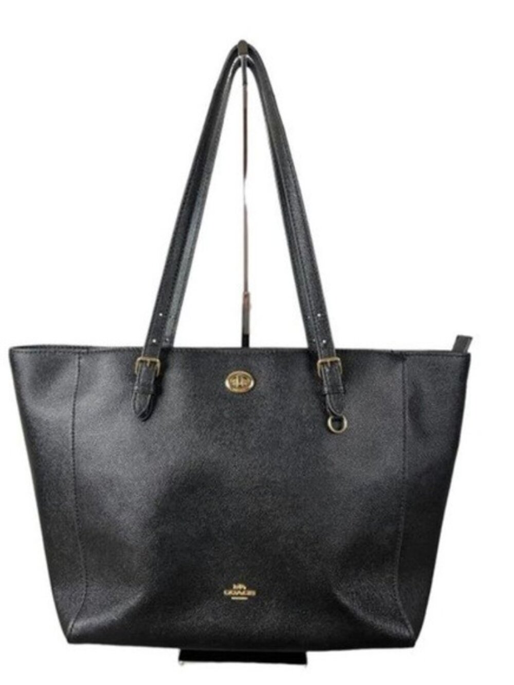 Like New Coach Edie Turnlock Black Leather Shoulder Bag Purse